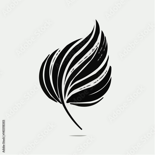 Elegant black leaf illustration on a light background  
