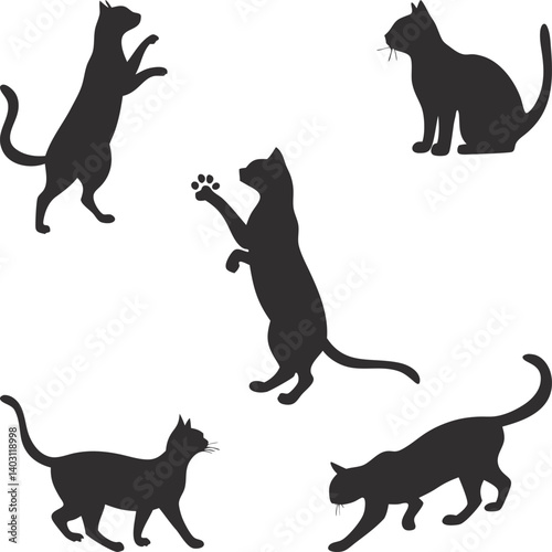 Black silhouettes of cats set