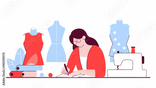 Female fashion designers working with mannequins in studio