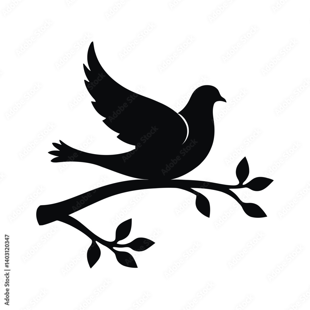Obraz premium Dove Bird Silhouette Vector illustration