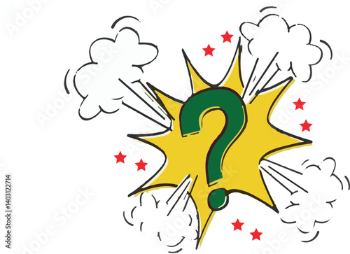  comic question mark vector icon