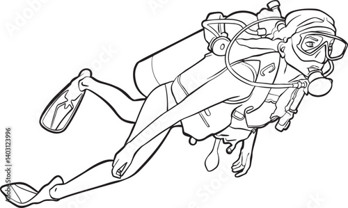Female Scuba Diver Illustration