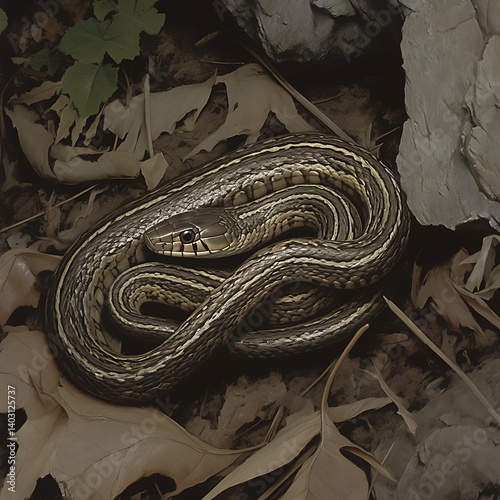 Snake Coiled Forest Floor