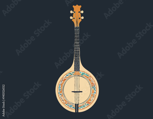 Instrument de musique à cordes Bouzouki en tant qu’objet de la Grèce et illustration vectorielle de symbole culturel traditionnel