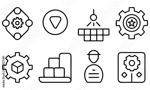 Download Devops Development And Operations Concept Editable Stroke Outline Icons Set Isolated On White Background Flat Vector Illustration.  Svg File For Design.