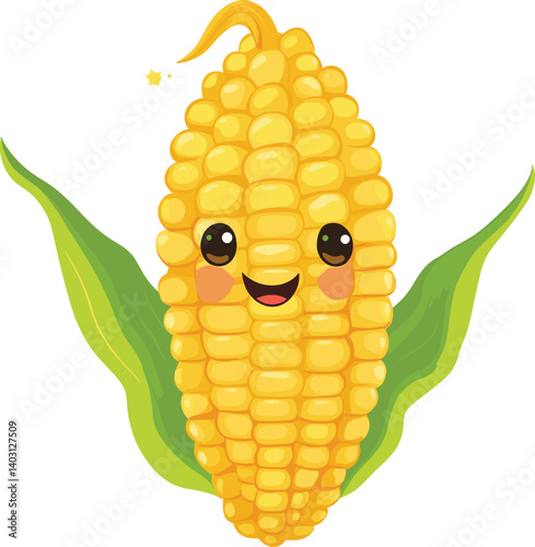 Cute Sweet organic corn character vector