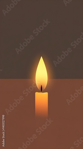 Glowing Ember: A single candle flame radiates warmth in a dimly lit setting. The scene evokes a sense of peace, spirituality, and remembrance. 