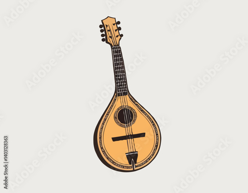 Instrument de musique à cordes Bouzouki en tant qu’objet de la Grèce et illustration vectorielle de symbole culturel traditionnel