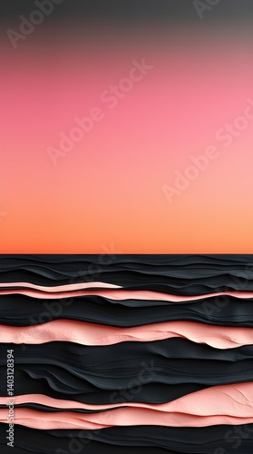 Oceanic Horizon: An abstract depiction of the serene horizon, where the deep dark ocean meets the radiant sky, an ethereal visual symphony. 