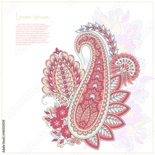 Isolated traditional Asian element Paisley. Traditional colorful paisley vector pattern. Pattern for textile design or fabrics. Fashionable design