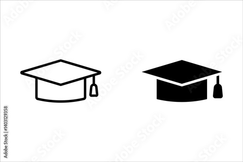 Graduation cap flat icon vector clip art design object. Single high quality outline symbol of graduation for web design or mobile app