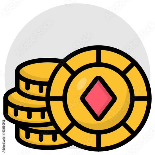 A colored design icon of casino tokens