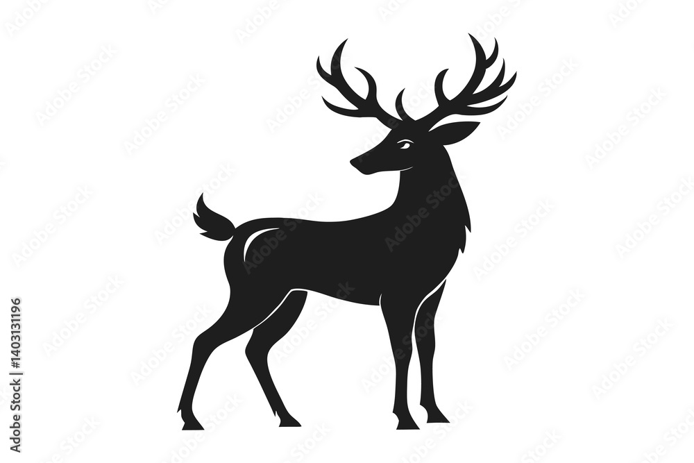 Fototapeta premium Black Reindeer Silhouette vector illustration on white background