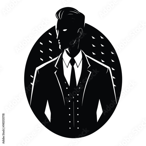 Silhouette of a Stylish Man in Suit: Vector Illustration of a Dapper Gentleman in Formal Wear for Business or Design Projects