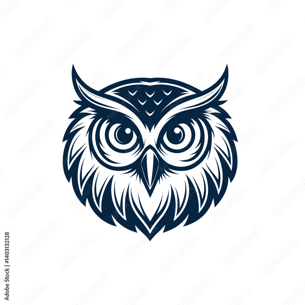 Obraz premium owl silhouette logo vector line art logo design