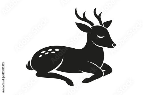 deer sleep silhouette vector illustration