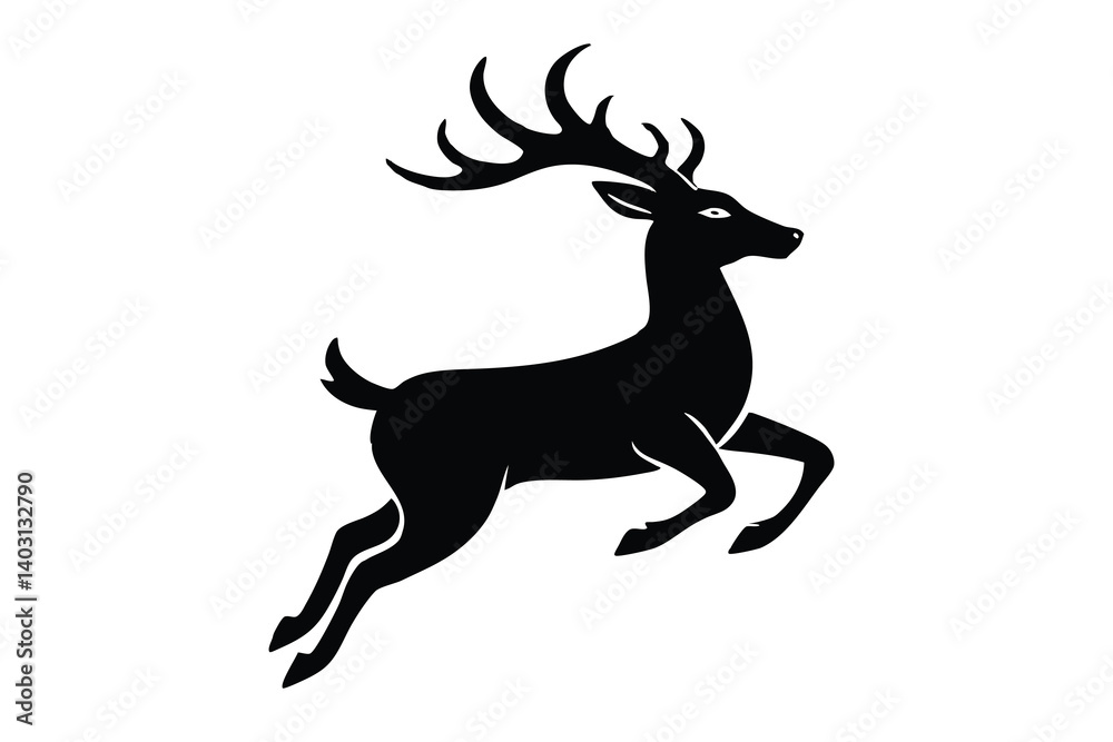 Obraz premium deer jump silhouette vector illustration