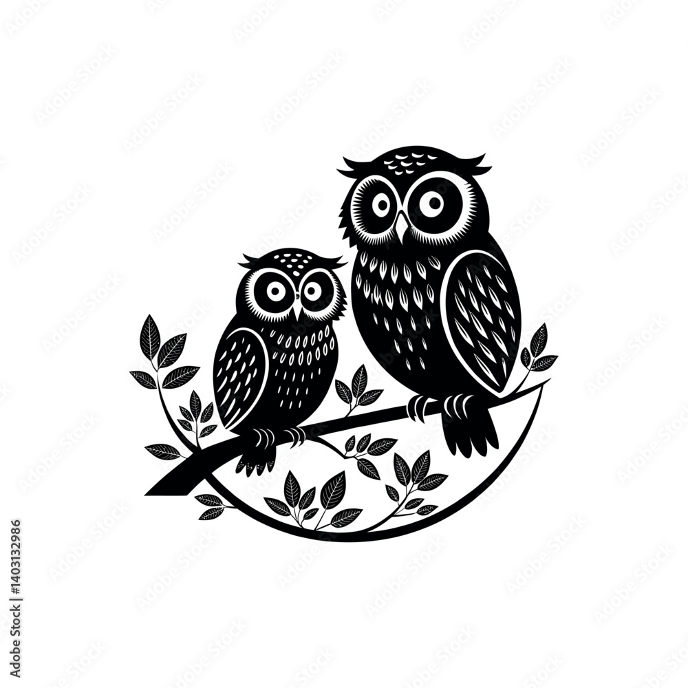 Fototapeta premium owl silhouette logo vector line art logo design