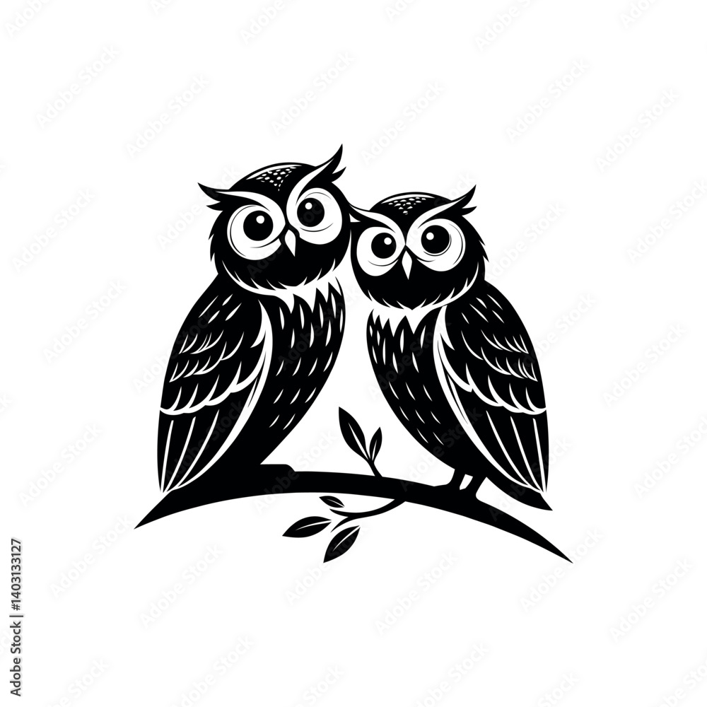 Fototapeta premium owl silhouette logo vector line art logo design
