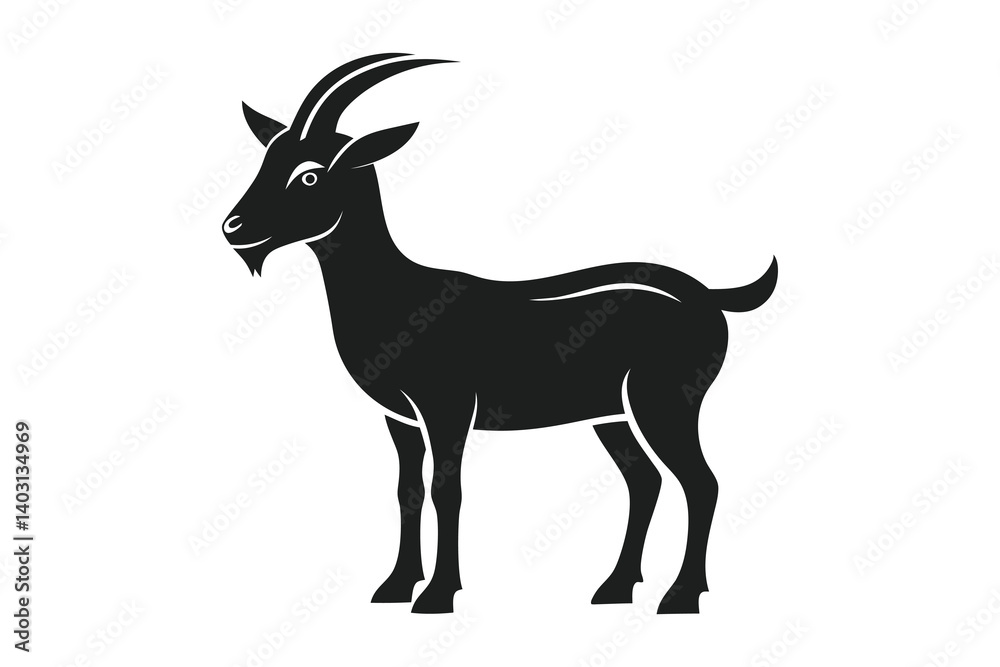 Fototapeta premium Goat Silhouette Isolated On White background