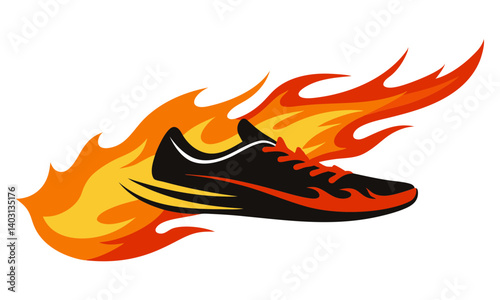 Download Fiery Running Shoes: Vector Silhouette Illustration Svg File For Design.
