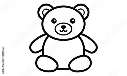 Download Teddy Bear Editable Stroke Outline Icon Isolated On White Background Flat Vector Illustration.  Svg File For Design.