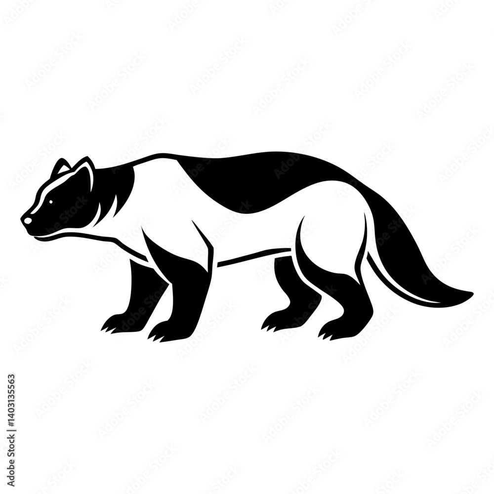 Fototapeta premium Download North American Wolverine Silhouette Vector Illustration Svg File For Design.