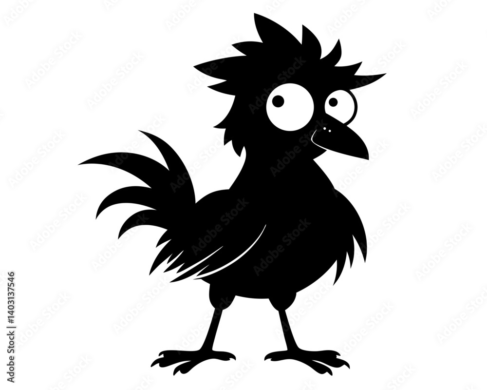 Fototapeta premium Crazy Chicken Silhouette Vector & Funny Chicken SVG