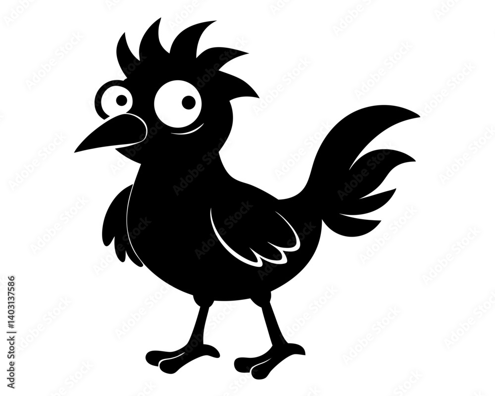 Fototapeta premium Crazy Chicken Silhouette Vector & Funny Chicken SVG