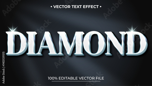 Silver Shiny Metallic 3D Bold Editable Vector Text Effect