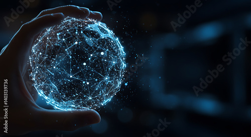 AI Intelligence Sphere with Glowing Network Nodes and Futuristic Connectivity