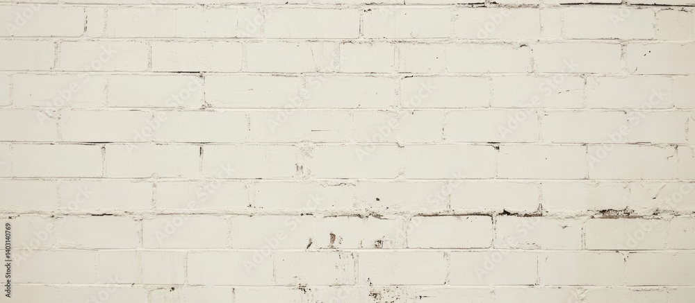 Distressed cream-colored brick wall with weathered texture and aged appearance Distressed cream-colored brick wall with weathered texture and aged appearance