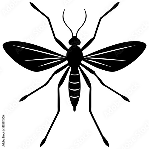 Crane fly silhouette vector illustration 