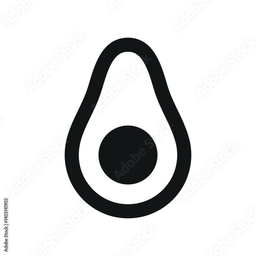 Avocado fruit icon represents healthy eating, fresh ingredients, and nutritious plant-based lifestyle.