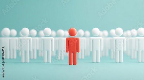 Wallpaper Mural A red figure stands out among a group of white figures, symbolizing individuality and uniqueness in a crowd. This image captures the essence of standing out in society. Torontodigital.ca