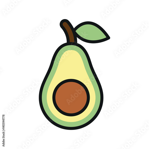 Avocado fruit icon represents healthy eating, fresh ingredients, and nutritious plant-based lifestyle.
