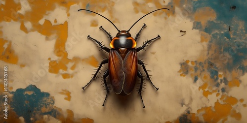 Detailed background featuring realistic cockroach insect pest macro view creepy crawly bug nature photography ai generated art