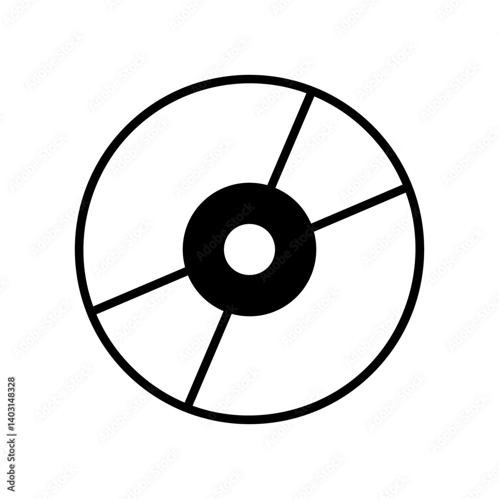 Minimalist Black and White Illustration of a Compact Disk or CD Minimalist Black and White Illustration of a Compact Disk or CD