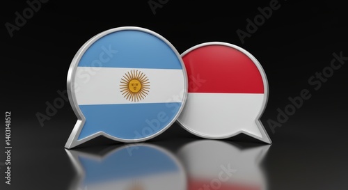 Free Download Argentina Indonesia dialogue concept glossy speech bubbles, international affairs - GFXLoad