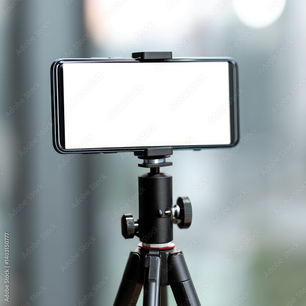 Fototapeta premium Smartphone on a tripod, blank screen