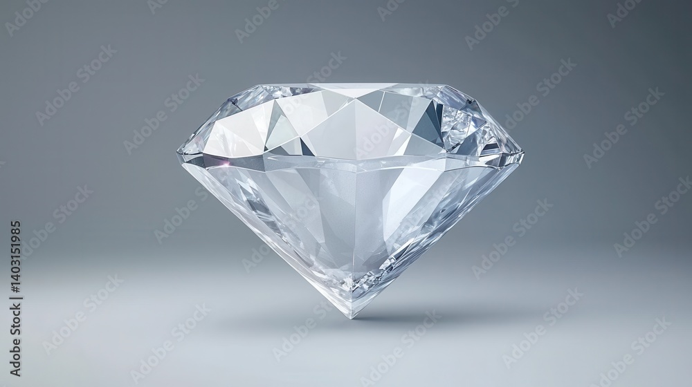 A stunning diamond on a soft gray background, showcasing its brilliant cut and sparkling facets. Perfect for themes of luxury, elegance, and celebration of life's special moments.