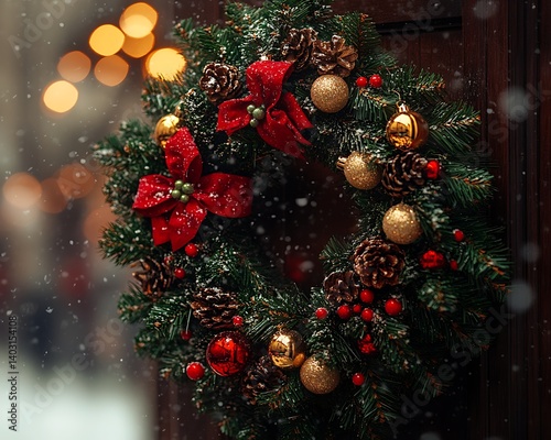 Snowy Christmas Wreath Door