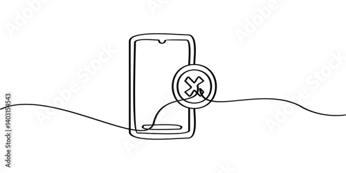 continuous line drawing of no phone symbol. abstract line art illustration