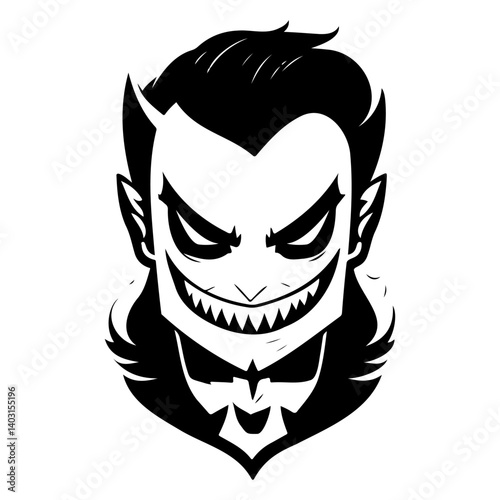 Stylized Impish Villain Portrait with Grinning Face