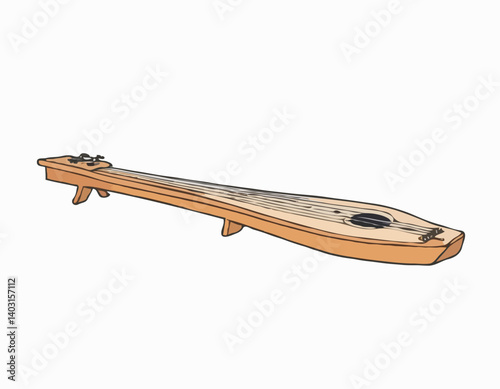 Dulcimer traditionnel des Appalaches sur fond blanc