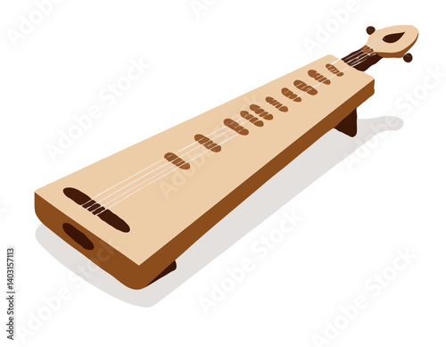 Dulcimer traditionnel des Appalaches sur fond blanc
