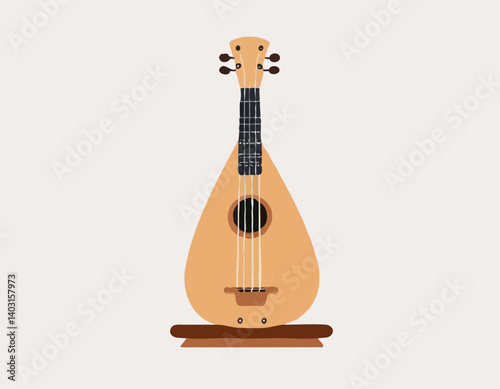 Dulcimer traditionnel des Appalaches sur fond blanc