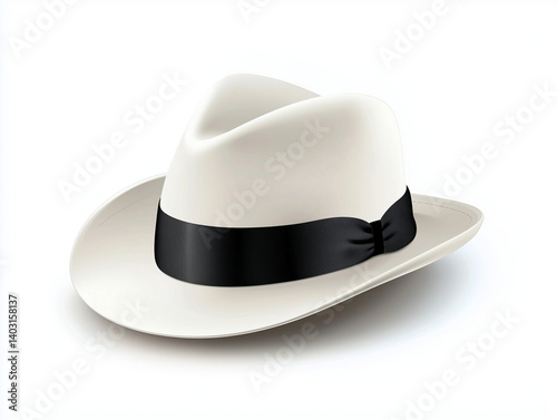 Black felt cowboy hat with a wide brim, isolated on a white background, a classic vintage western fashion accessory