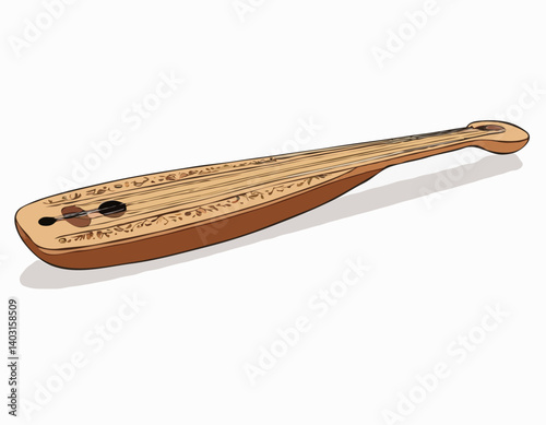 Dulcimer traditionnel des Appalaches sur fond blanc