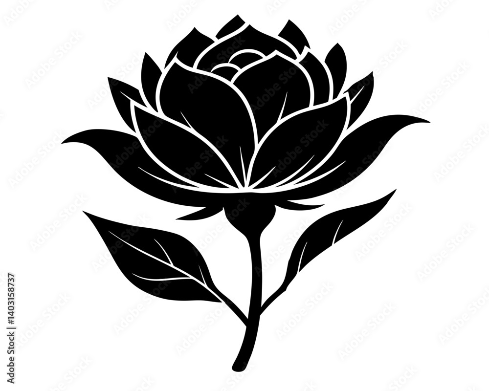 Fototapeta premium Hand Drawn Flower Silhouette Vector & SVG, Flower Vector Design